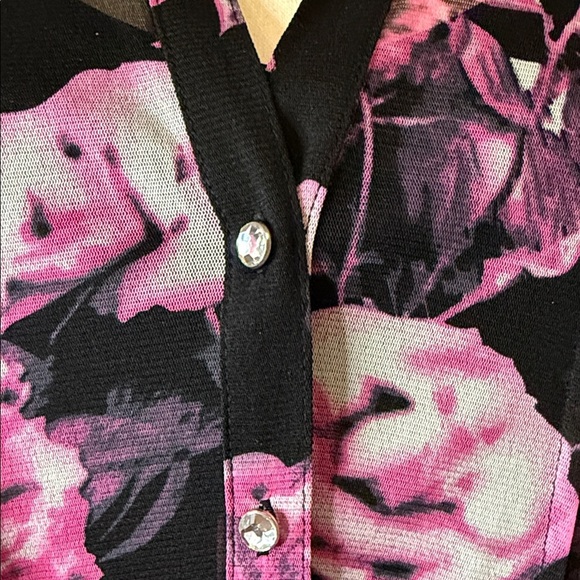INC International Concepts Blouse & Camisole Floral Sheer Pink Black Women's SzL - Picture 7 of 15